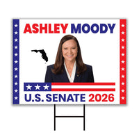 Ashley Moody For Florida Senate 2026 Yard Sign, Corrugated Plastic Senate Elections Race Red White & Blue Yard Sign with Metal H-Stake