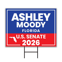 Ashley Moody For Florida Senate 2026 Yard Sign, Corrugated Plastic Senate Elections Race Red White & Blue Yard Sign with Metal H-Stake