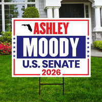 Ashley Moody For Florida Senate 2026 Yard Sign, Corrugated Plastic Senate Elections Race Red White & Blue Yard Sign with Metal H-Stake