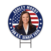 Ashley Moody For Florida Senate 2026 Yard Sign, Corrugated Plastic Senate Elections Race Red White & Blue Yard Sign with Metal H-Stake