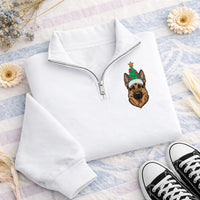 Personalized Pet Embroidered Quarter Zip Sweatshirt, Custom Dog or Cat Portrait, Holiday Cozy Pullover, Pet Parent Outfit, Christmas Gift