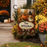 Personalized Fall Garden Flag, 12x18 Double Sided Yard Flag, Autumn Welcome Sign, Thanksgiving Pumpkin Porch Decor, Housewarming Gift