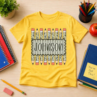 Personalized Back to School Shirt for Boys, Custom Name Pencil Kids Tee, Camo Pencil School Shirt, First Day Outfit, Kindergarten Gift