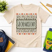 Personalized Back to School Shirt for Boys, Custom Name Pencil Kids Tee, Camo Pencil School Shirt, First Day Outfit, Kindergarten Gift