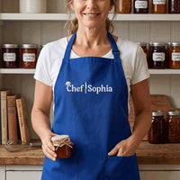 Custom Chef Embroidered Apron, Personalized Name Cooking Apron, Adjustable Kitchen Apron with Pockets, Custom Chef Apron, Culinary Gift