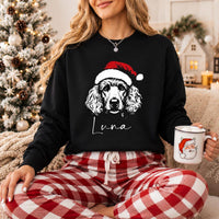 Personalized Santa Paws Dog Sweatshirt, Custom Pet Name Crewneck, Christmas Dog Breed Shirt, Festive Paw Lover Top, Gift for Pet Mom