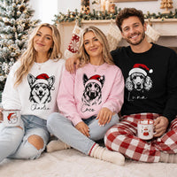 Personalized Santa Paws Dog Sweatshirt, Custom Pet Name Crewneck, Christmas Dog Breed Shirt, Festive Paw Lover Top, Gift for Pet Mom