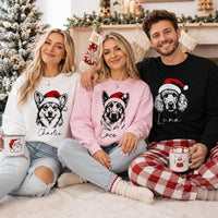 Personalized Santa Paws Dog Sweatshirt, Custom Pet Name Crewneck, Christmas Dog Breed Shirt, Festive Paw Lover Top, Gift for Pet Mom