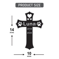 Custom Pet Memorial Cross Stake, Personalized Dog Cat Metal Sign, Paw Print Grave Marker, Aluminum Sign for Garden, Pet Loss Sympathy Gift