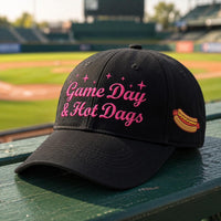 Personalized Game Day Embroidered Hat, Baseball Fan Hot Dog Cap, Game Day Dad Hat, Ballpark Gift for Football Mom, Sports Mom Gift