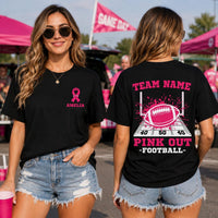 Personalized Pink Out Football Shirt, Custom Team Name Design, Breast Cancer Awareness Tee, Team Tee, Sports Mom Gift, Front Back