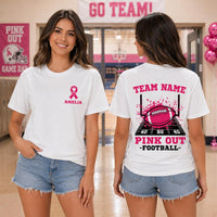 Personalized Pink Out Football Shirt, Custom Team Name Design, Breast Cancer Awareness Tee, Team Tee, Sports Mom Gift, Front Back