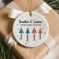 Personalized Sibling Ceramic Ornament, Family Keepsake Ornament, Brothers Sisters Forever Linked, Meaningful Christmas Decor, Family Gift