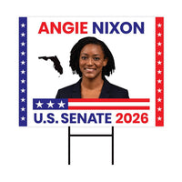 Angie Nixon For Florida Senate 2026 Yard Sign, Corrugated Plastic Senate Elections Race Red White & Blue Yard Sign with Metal H-Stake