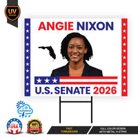 Angie Nixon For Florida Senate 2026 Yard Sign, Corrugated Plastic Senate Elections Race Red White & Blue Yard Sign with Metal H-Stake