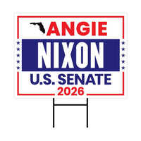 Angie Nixon For Florida Senate 2026 Yard Sign, Corrugated Plastic Senate Elections Race Red White & Blue Yard Sign with Metal H-Stake