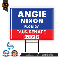 Angie Nixon For Florida Senate 2026 Yard Sign, Corrugated Plastic Senate Elections Race Red White & Blue Yard Sign with Metal H-Stake