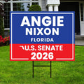 Angie Nixon For Florida Senate 2026 Yard Sign, Corrugated Plastic Senate Elections Race Red White & Blue Yard Sign with Metal H-Stake