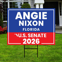 Angie Nixon For Florida Senate 2026 Yard Sign, Corrugated Plastic Senate Elections Race Red White & Blue Yard Sign with Metal H-Stake