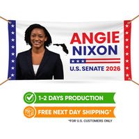 Angie Nixon For Florida U.S. Senate Banner Sign, 13 oz Waterproof US Senate Election 2026 Vinyl Banner With Metal Grommets