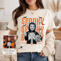 Personalized Spooky Halloween Photo Shirt, Custom Family Portrait Tee, Halloween Party Tee, Spooky Season Family Outfit, Holiday Gift