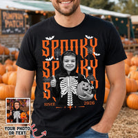 Personalized Spooky Halloween Photo Shirt, Custom Family Portrait Tee, Halloween Party Tee, Spooky Season Family Outfit, Holiday Gift