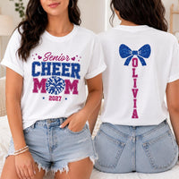 Personalized Glitter Senior Cheer Mom 2027 Shirt, Custom Name Back Tee, Spirit Games Shirt, Senior Night Outfit, Sports Mom Gift, Front Back