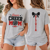 Personalized Glitter Senior Cheer Mom 2027 Shirt, Custom Name Back Tee, Spirit Games Shirt, Senior Night Outfit, Sports Mom Gift, Front Back