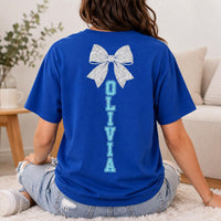 Personalized Glitter Senior Cheer Mom 2027 Shirt, Custom Name Back Tee, Spirit Games Shirt, Senior Night Outfit, Sports Mom Gift, Front Back