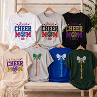 Personalized Glitter Senior Cheer Mom 2027 Shirt, Custom Name Back Tee, Spirit Games Shirt, Senior Night Outfit, Sports Mom Gift, Front Back