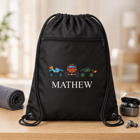 Personalized Kids Drawstring Backpack, Custom Name School Cinch Bag, Gym Sports Sack, Student Personalized Bag, Back to School Gift