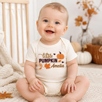 Little Pumpkin Embroidered Shirt, Personalized Fall Baby Long Sleeve, Custom Name Autumn Outfit, Cute Festive Shirt, Fall Gift for Baby