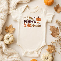 Little Pumpkin Embroidered Shirt, Personalized Fall Baby Long Sleeve, Custom Name Autumn Outfit, Cute Festive Shirt, Fall Gift for Baby