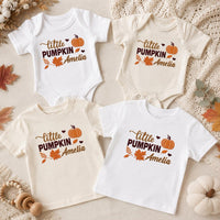 Little Pumpkin Embroidered Shirt, Personalized Fall Baby Long Sleeve, Custom Name Autumn Outfit, Cute Festive Shirt, Fall Gift for Baby