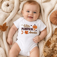 Little Pumpkin Embroidered Shirt, Personalized Fall Baby Long Sleeve, Custom Name Autumn Outfit, Cute Festive Shirt, Fall Gift for Baby