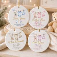 Personalized New Baby Ceramic Ornament, Birth Stats Baby Keepsake Ornament, First Christmas, Birth Announcement Gift, New Parent Gift
