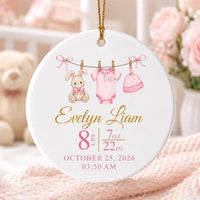 Personalized New Baby Ceramic Ornament, Birth Stats Baby Keepsake Ornament, First Christmas, Birth Announcement Gift, New Parent Gift