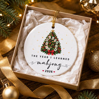 Custom Mahjong Ceramic Ornament, The Year I Learned Mahjong 2026, Funny Tile Group Gift, Personalized Christmas Ornament, Christmas Gift
