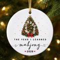 Custom Mahjong Ceramic Ornament, The Year I Learned Mahjong 2026, Funny Tile Group Gift, Personalized Christmas Ornament, Christmas Gift