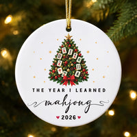 Custom Mahjong Ceramic Ornament, The Year I Learned Mahjong 2026, Funny Tile Group Gift, Personalized Christmas Ornament, Christmas Gift