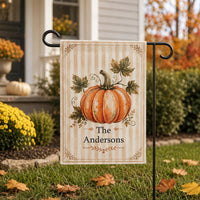 Personalized Pumpkin Garden Flag, 12x18 Inch Double Sided Yard Flag, Fall Garden Decor, Neutral Autumn Porch Decor, Housewarming Gift