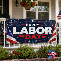 Happy Labor Day Vinyl Banner Sign, Patriotic Red White Blue Decor, Waterproof Outdoor Display, Outdoor Holiday Sign, Holiday Banner Decor