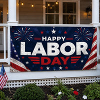 Happy Labor Day Vinyl Banner Sign, Patriotic Red White Blue Decor, Waterproof Outdoor Display, Outdoor Holiday Sign, Holiday Banner Decor