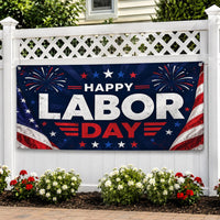 Happy Labor Day Vinyl Banner Sign, Patriotic Red White Blue Decor, Waterproof Outdoor Display, Outdoor Holiday Sign, Holiday Banner Decor