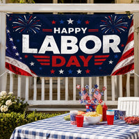 Happy Labor Day Vinyl Banner Sign, Patriotic Red White Blue Decor, Waterproof Outdoor Display, Outdoor Holiday Sign, Holiday Banner Decor
