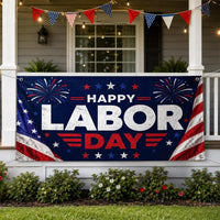 Happy Labor Day Vinyl Banner Sign, Patriotic Red White Blue Decor, Waterproof Outdoor Display, Outdoor Holiday Sign, Holiday Banner Decor