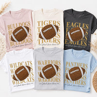 Custom Football Mom Shirt, Personalized Team Name Number Tee, Sparkle Game Day School Spirit Top, Football Season Shirt, Sports Mom Gift