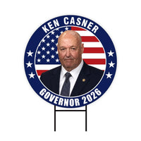 Ken Casner For Wyoming Governor 2026 Yard Sign, Corrugated Plastic Governor Elections Race Red White & Blue Yard Sign with Metal H-Stake
