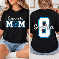 Personalized Soccer Mom Shirt, Custom Game Day Tee, Team Tee, Youth Player Jersey Number & Name, Sideline Sports Mom Gift, Front Back