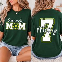 Personalized Soccer Mom Shirt, Custom Game Day Tee, Team Tee, Youth Player Jersey Number & Name, Sideline Sports Mom Gift, Front Back